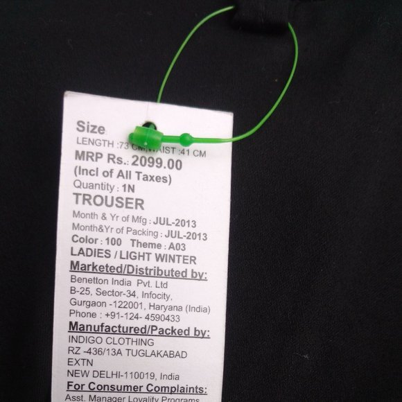 Pre-owned Sealed package - On Sale🍓 With Tags - Benetton (Black) Trouser - Picture 6 of 10